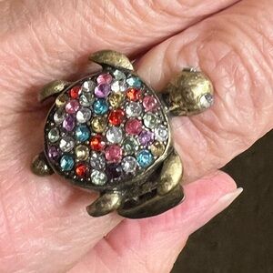 Fossil Jewel Encrusted OS Turtle Ring